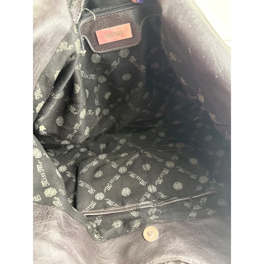 Miss Me Vintage Y2K Black Leather Sequin Cross Wing Studded Western Hobo Bag